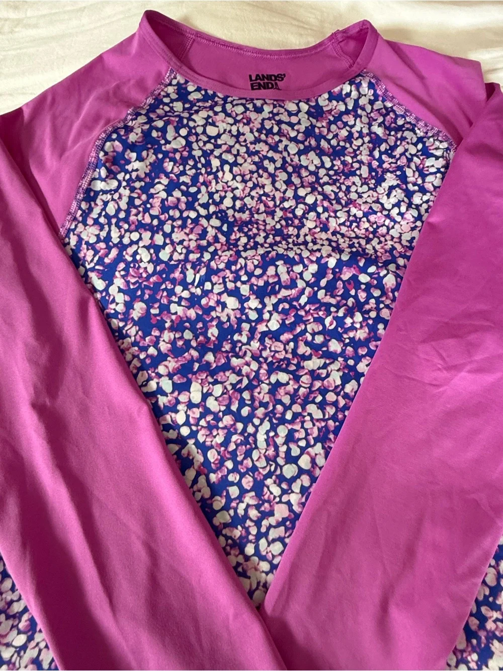 Lands' End Purple Floral Tankini Set with Rash Guard Pieces